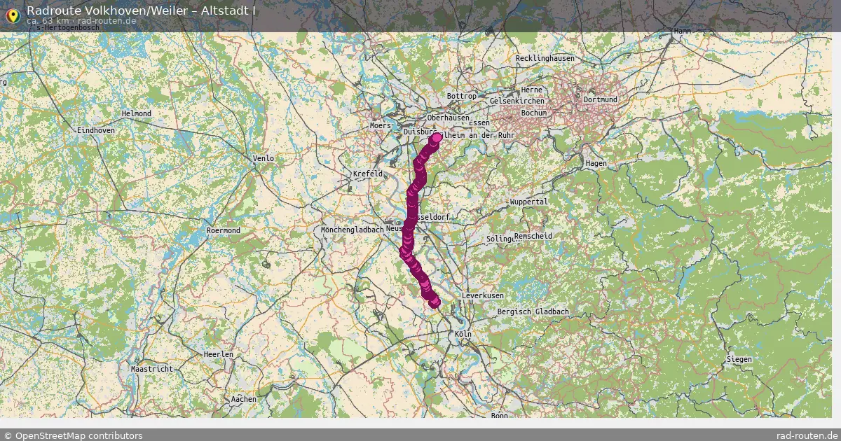Fahrradroute Volkhoven Weiler – Altstadt I (63 km) – Rad-Routen.de