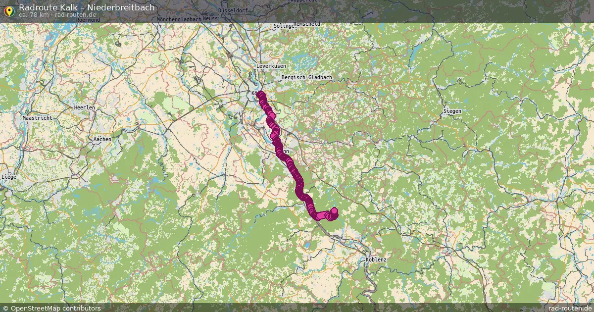 Fahrradroute Kalk – Niederbreitbach (78 km) – Rad-Routen.de