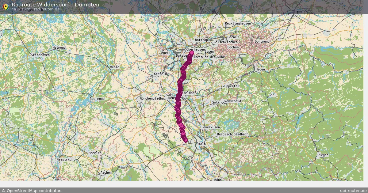Fahrradroute Widdersdorf – Dümpten (73 km) – Rad-Routen.de