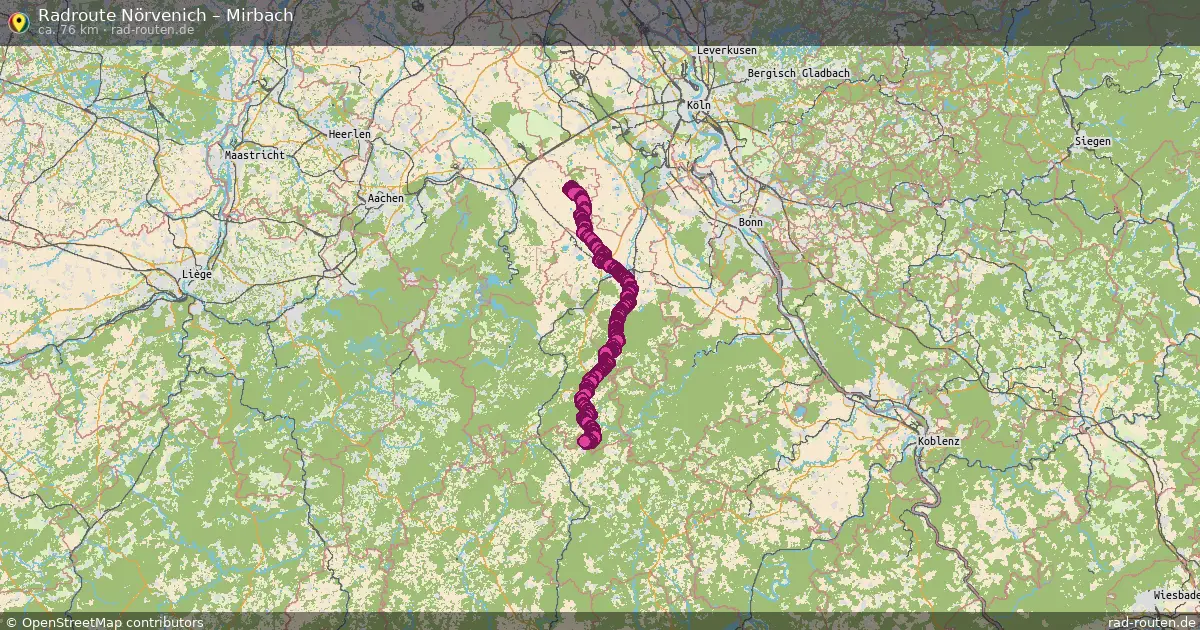 Fahrradroute Nörvenich – Mirbach (76 km) – Rad-Routen.de