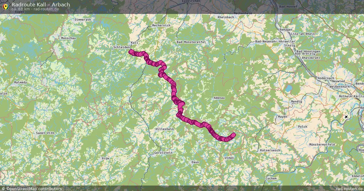 Fahrradroute Kall – Arbach (68 km) – Rad-Routen.de