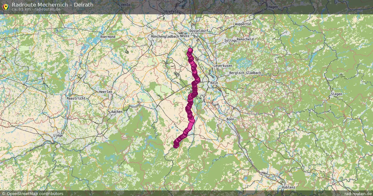 Fahrradroute Mechernich – Delrath (85 km) – Rad-Routen.de
