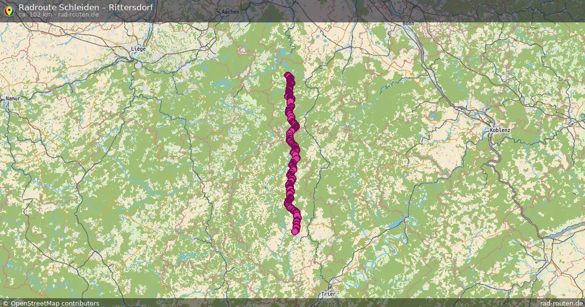 Fahrradroute Schleiden – Rittersdorf (102 km) – Rad-Routen.de