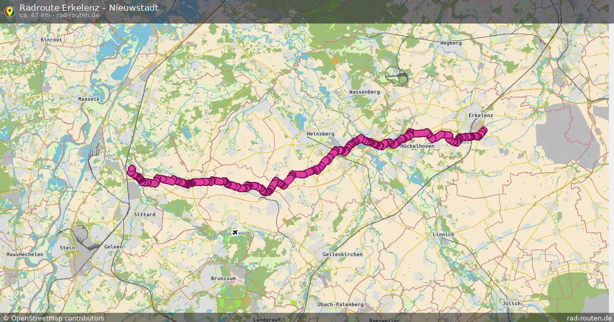 Fahrradroute Erkelenz – Nieuwstadt (47 km) – Rad-Routen.de