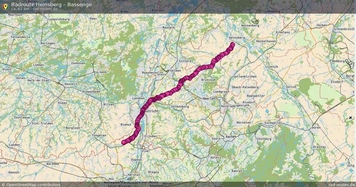 Fahrradroute Heinsberg – Bassenge (62 km) – Rad-Routen.de