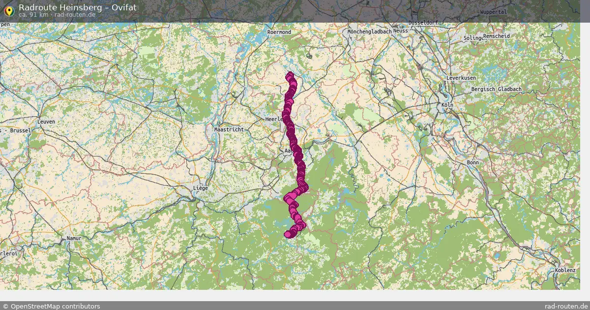 Fahrradroute Heinsberg – Ovifat (91 km) – Rad-Routen.de
