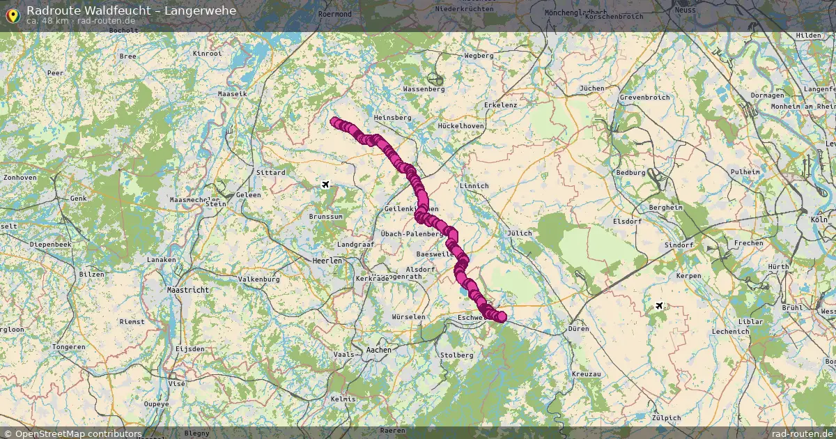 Fahrradroute Waldfeucht – Langerwehe (48 km) – Rad-Routen.de