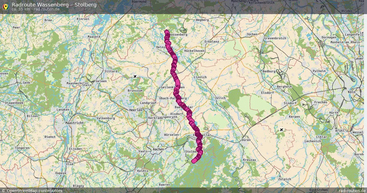 Fahrradroute Wassenberg – Stolberg (55 km) – Rad-Routen.de