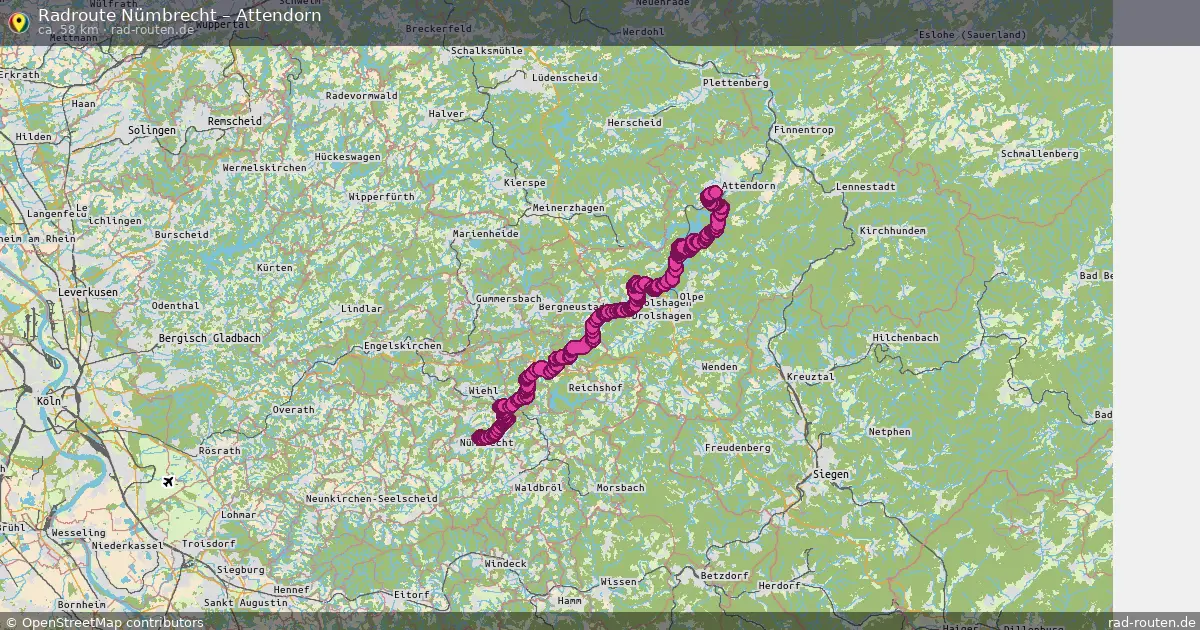 Fahrradroute Nümbrecht – Attendorn (58 km) – Rad-Routen.de