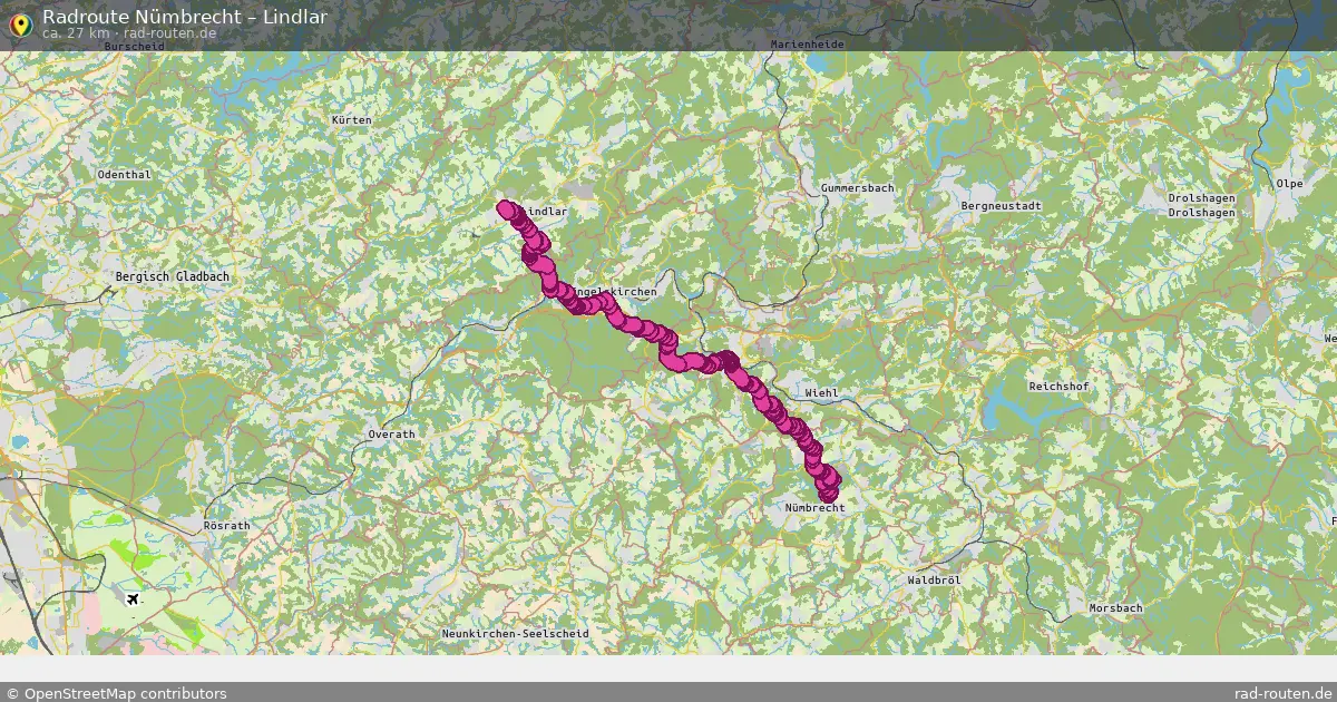 Fahrradroute Nümbrecht – Lindlar (27 km) – Rad-Routen.de