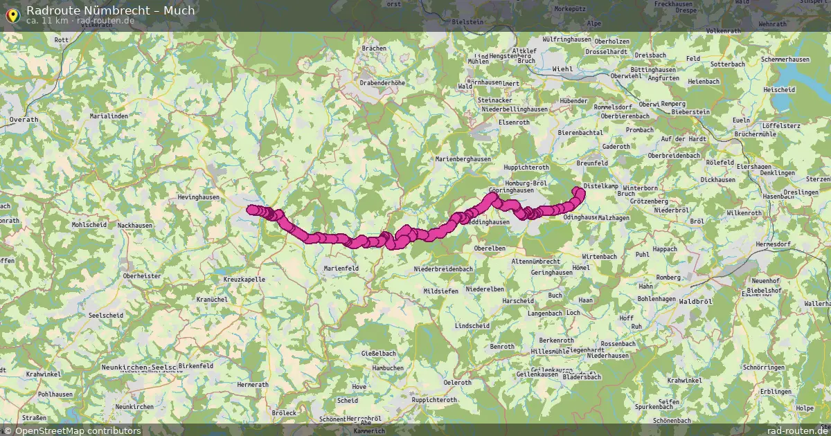 Fahrradroute Nümbrecht – Much (11 km) – Rad-Routen.de