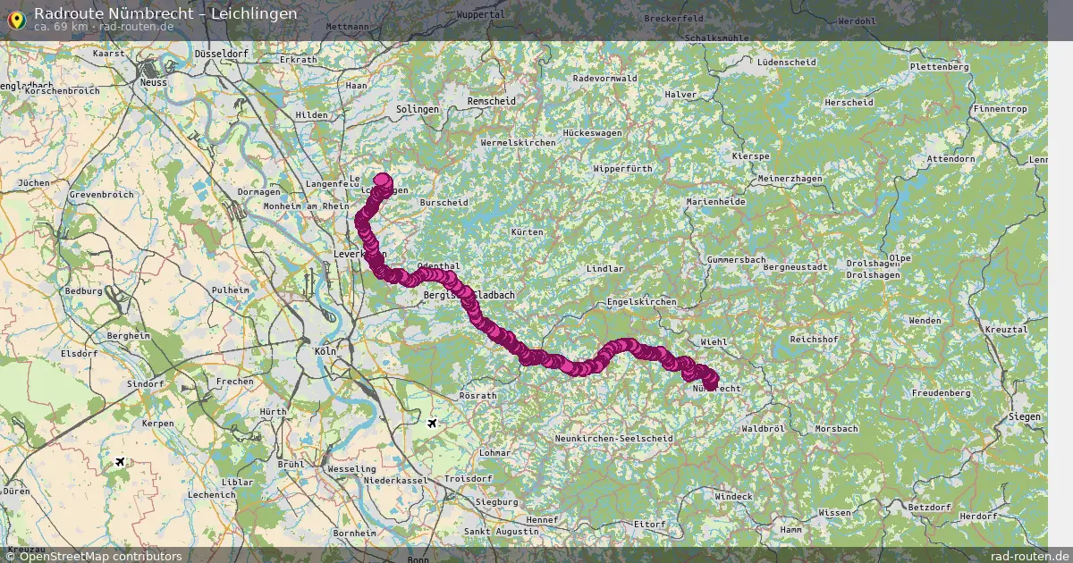 Fahrradroute Nümbrecht – Leichlingen (69 km) – Rad-Routen.de