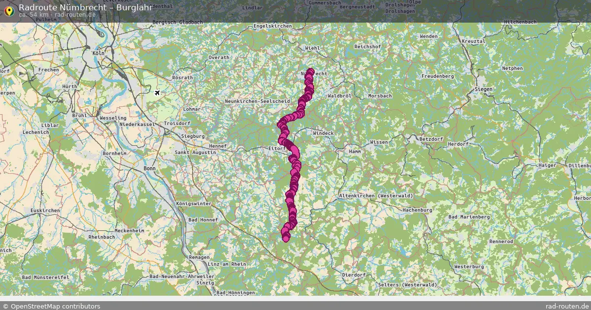 Fahrradroute Nümbrecht – Burglahr (54 km) – Rad-Routen.de