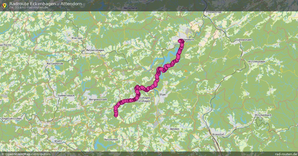 Fahrradroute Eckenhagen – Attendorn (33 km) – Rad-Routen.de