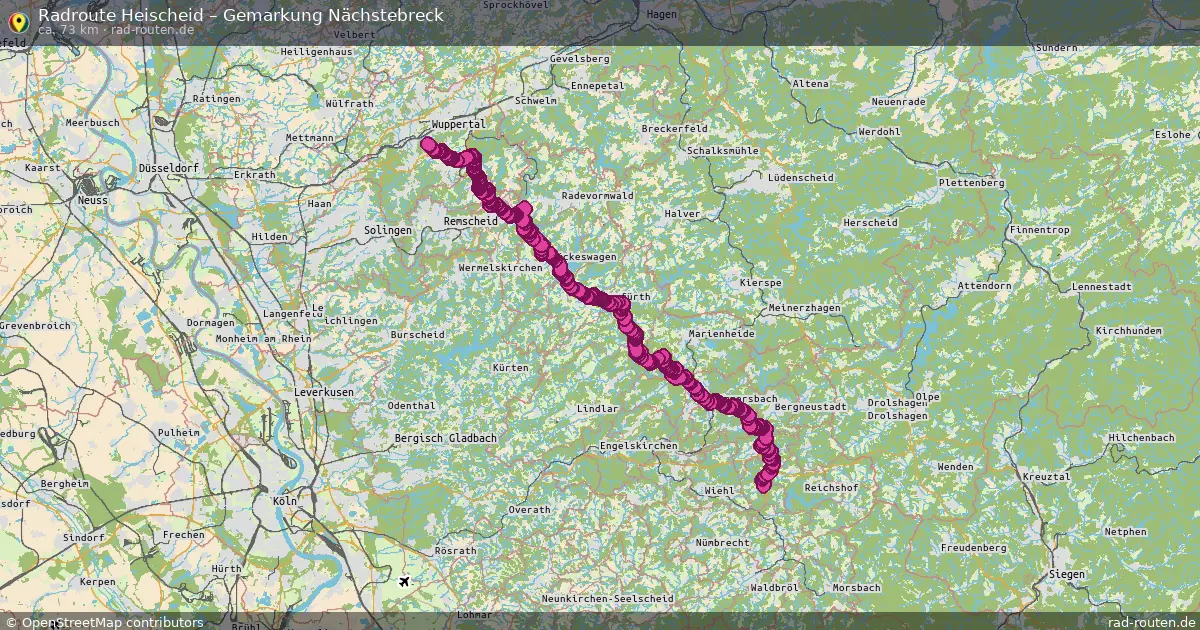 Fahrradroute Heischeid – Gemarkung Nächstebreck (73 km) – Rad-Routen.de
