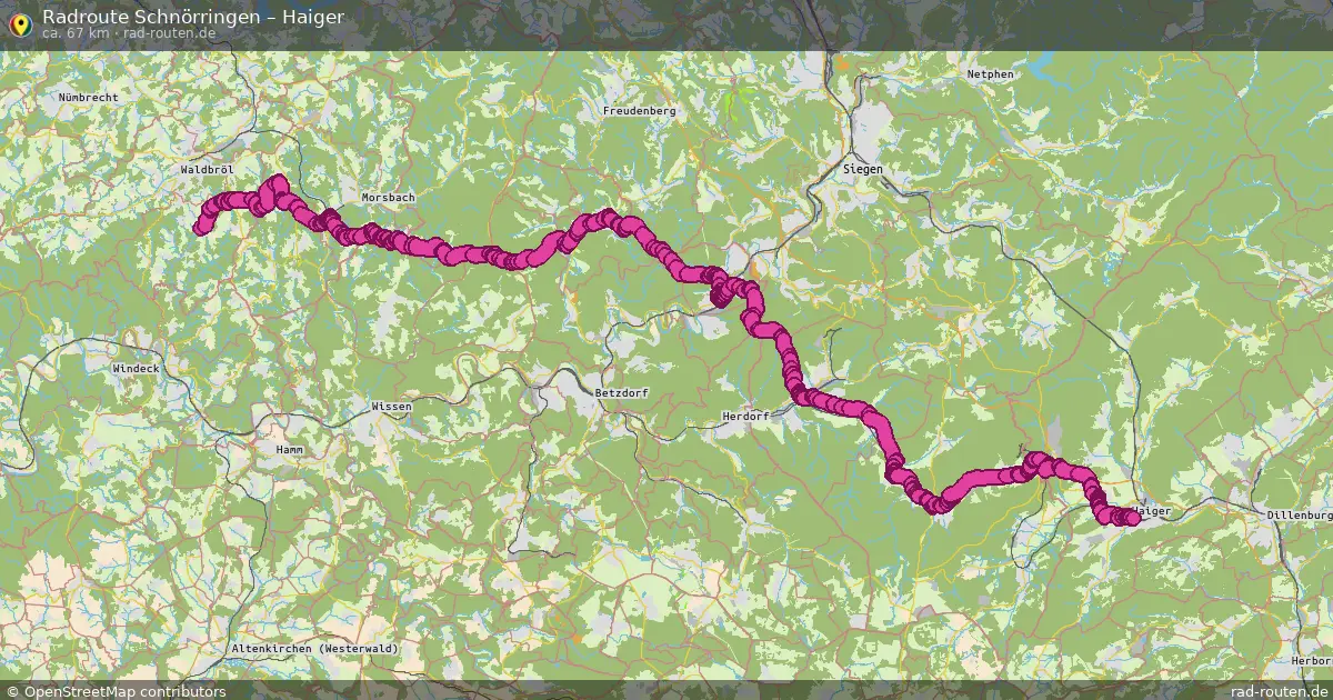 Fahrradroute Schnörringen – Haiger (65 km) – Rad-Routen.de