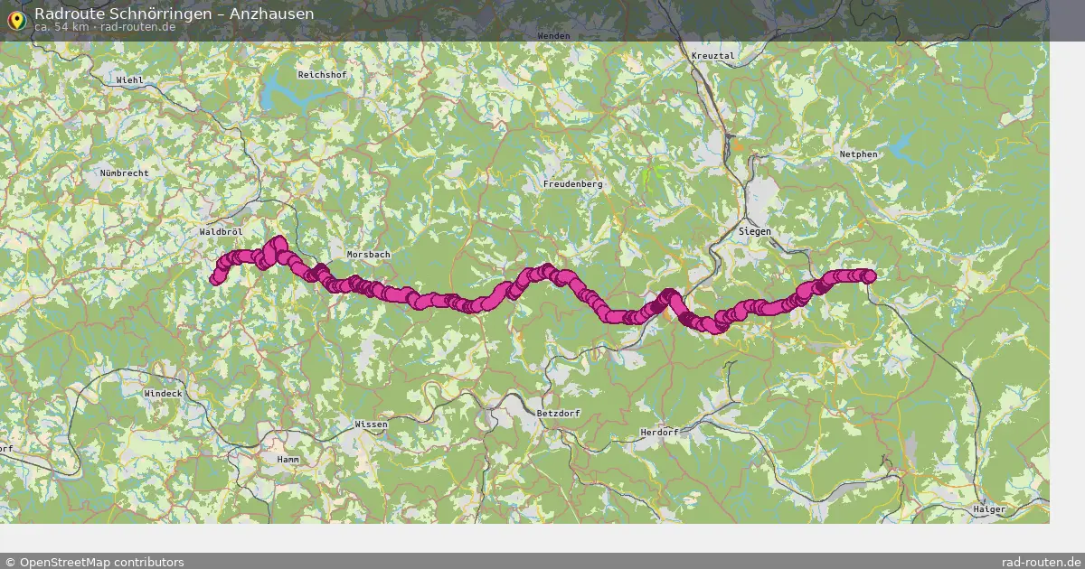 Fahrradroute Schnörringen – Anzhausen (54 km) – Rad-Routen.de