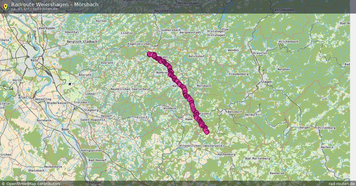 Fahrradroute Weiershagen – Mörsbach (47 km) – Rad-Routen.de