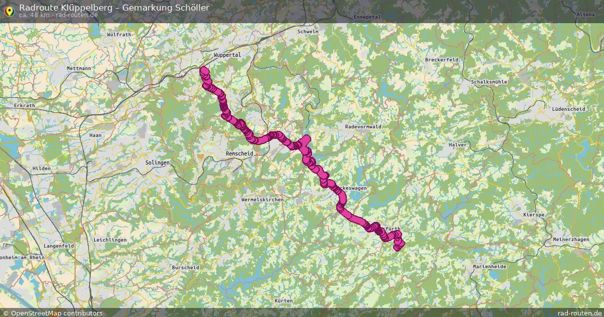Fahrradroute Klüppelberg – Gemarkung Schöller (48 km) – Rad-Routen.de
