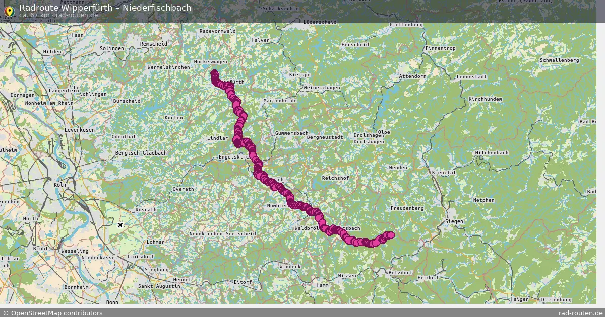 Fahrradroute Wipperfürth – Niederfischbach (67 km) – Rad-Routen.de