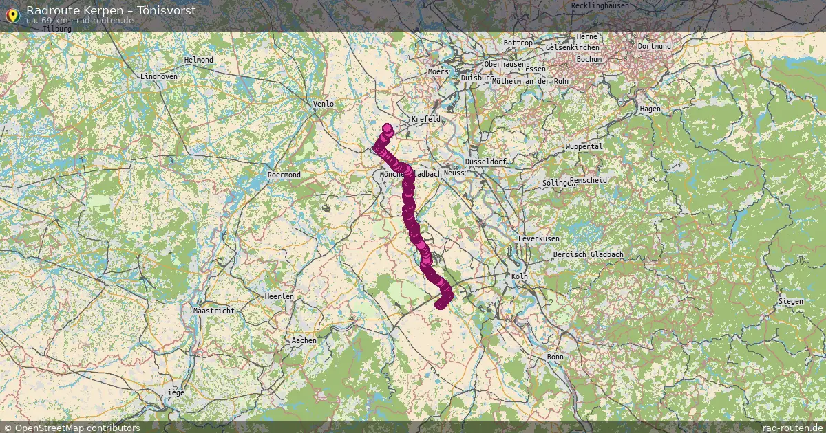Fahrradroute Kerpen – Tönisvorst (69 km) – Rad-Routen.de