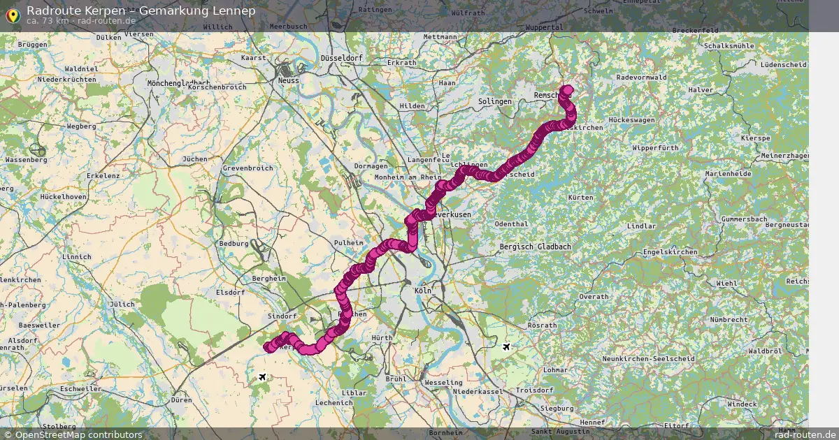 Fahrradroute Kerpen – Gemarkung Lennep (73 km) – Rad-Routen.de