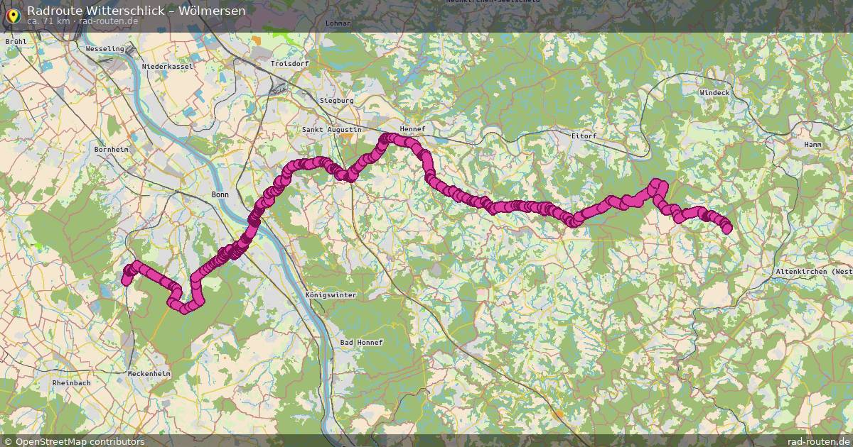 Fahrradroute Witterschlick – Wölmersen (71 km) – Rad-Routen.de