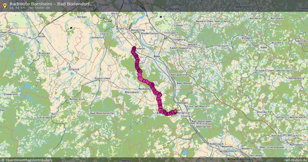 Fahrradroute Bornheim – Bad Bodendorf (44 km) – Rad-Routen.de
