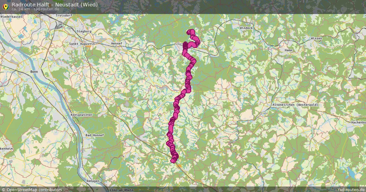 Fahrradroute Halft – Neustadt (Wied) (35 km) – Rad-Routen.de