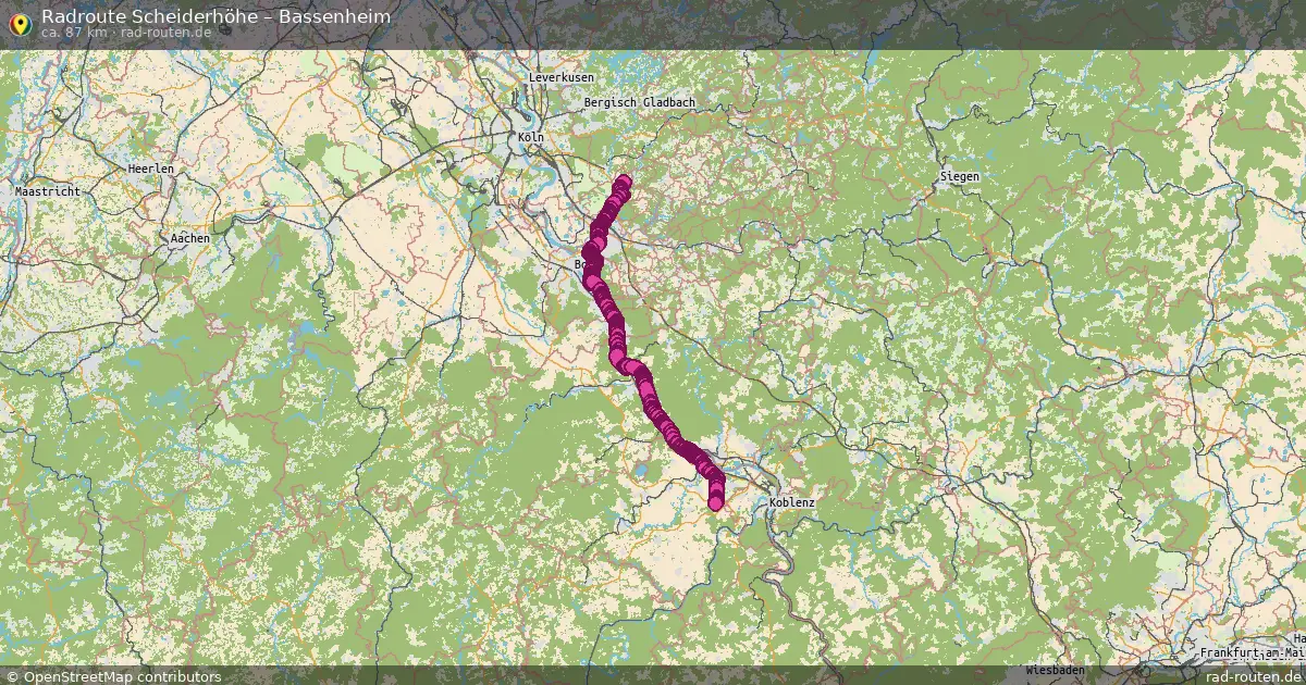 Fahrradroute Scheiderhöhe – Bassenheim (87 km) – Rad-Routen.de