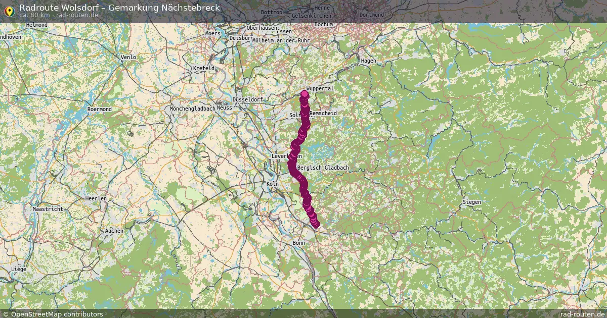 Fahrradroute Wolsdorf – Gemarkung Nächstebreck (80 km) – Rad-Routen.de