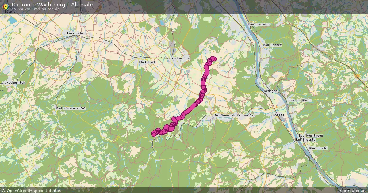 Fahrradroute Wachtberg – Altenahr (24 km) – Rad-Routen.de