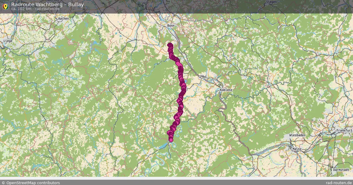 Fahrradroute Wachtberg – Bullay (102 km) – Rad-Routen.de