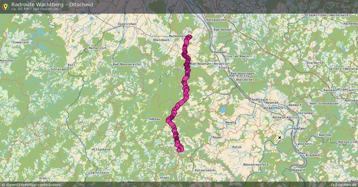 Fahrradroute Wachtberg – Ditscheid (58 km) – Rad-Routen.de
