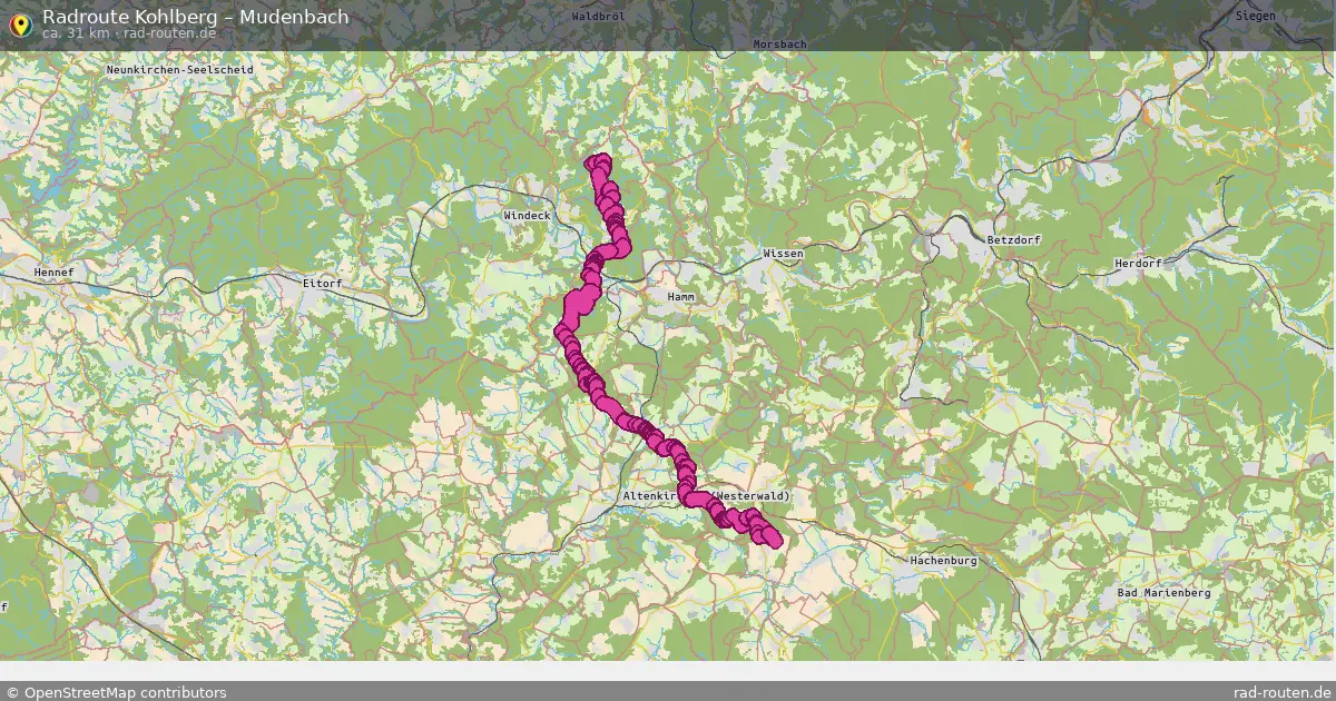 Fahrradroute Kohlberg – Mudenbach (32 km) – Rad-Routen.de