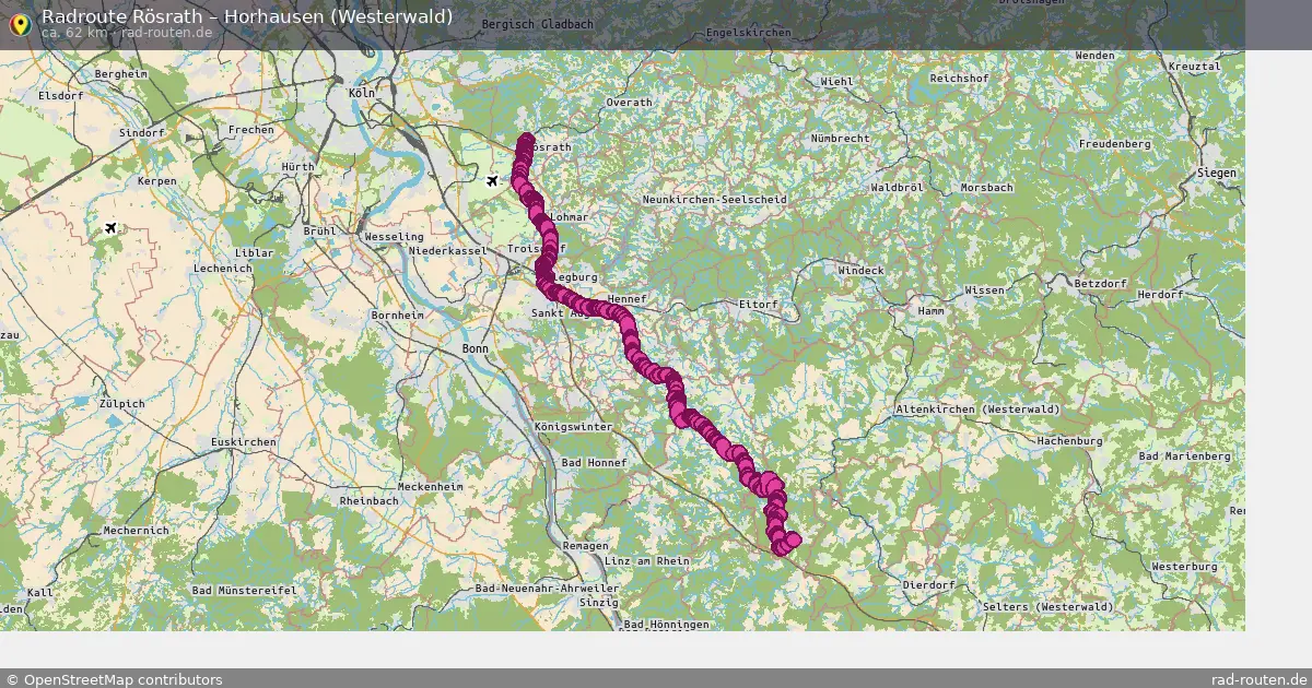 Fahrradroute Rösrath – Horhausen (Westerwald) (62 km) – Rad-Routen.de