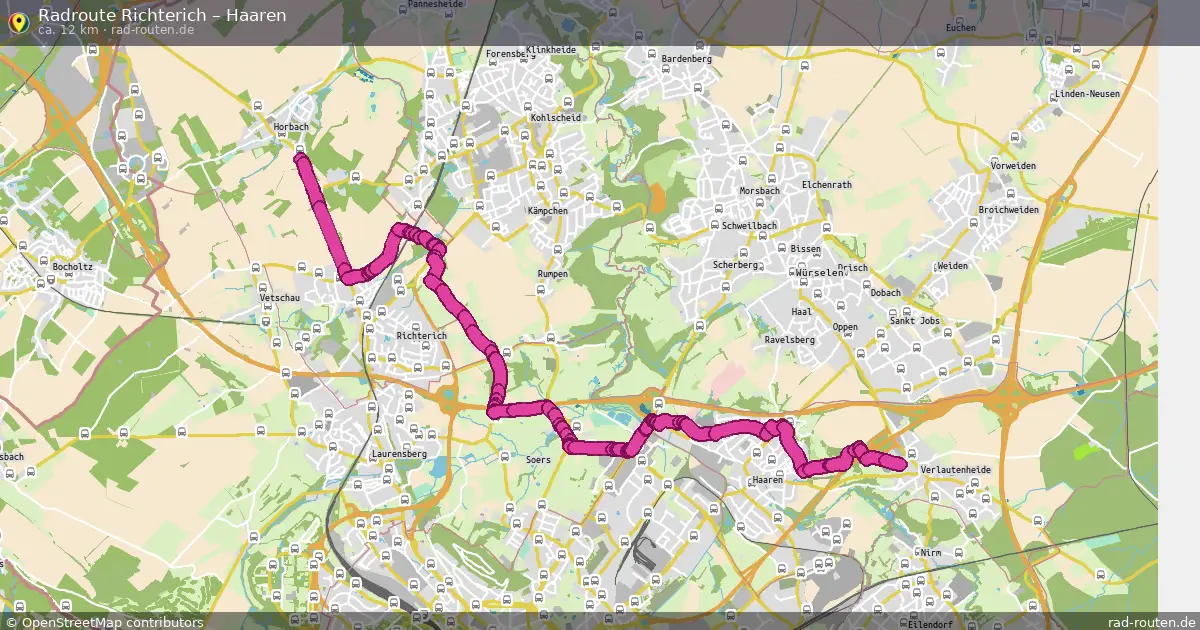 Fahrradroute Richterich – Haaren (12 km) – Rad-Routen.de