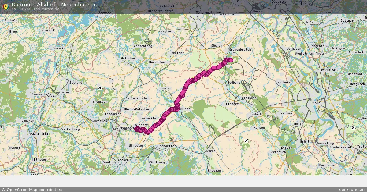 Fahrradroute Alsdorf – Neuenhausen (50 km) – Rad-Routen.de