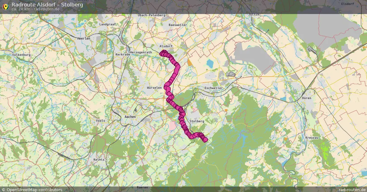 Fahrradroute Alsdorf – Stolberg (24 km) – Rad-Routen.de