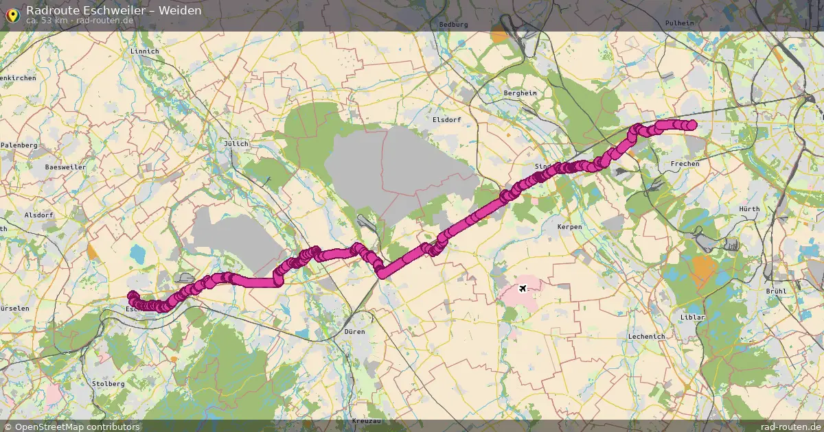 Fahrradroute Eschweiler – Weiden (53 km) – Rad-Routen.de