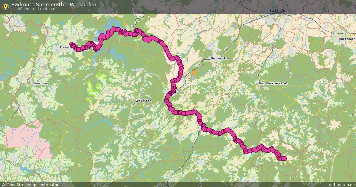 Fahrradroute Simmerath – Wershofen (69 km) – Rad-Routen.de