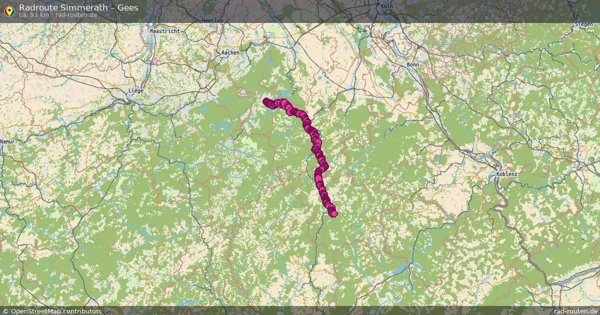 Fahrradroute Simmerath – Gees (93 km) – Rad-Routen.de