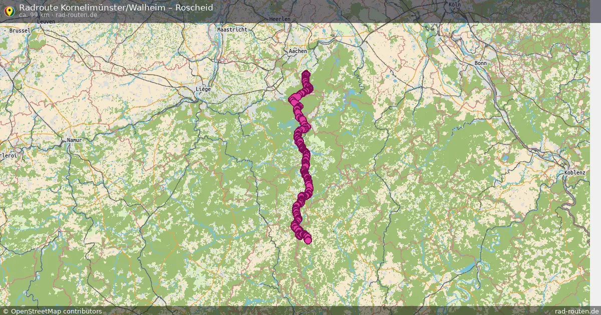Fahrradroute von Kornelimünster/Walheim nach Roscheid