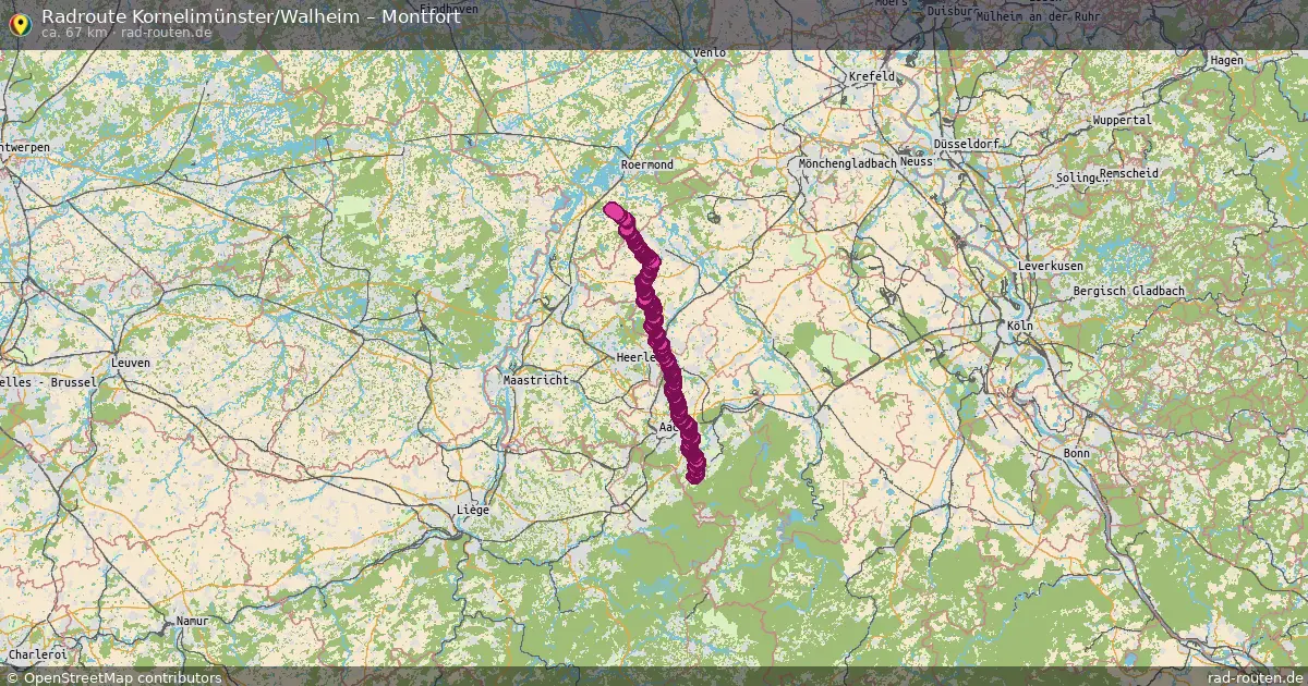 Fahrradroute von Kornelimünster/Walheim nach Montfort