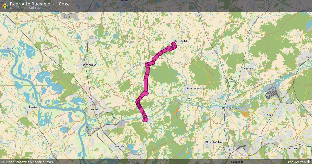 Fahrradroute Raesfeld – Hünxe (23 km) – Rad-Routen.de