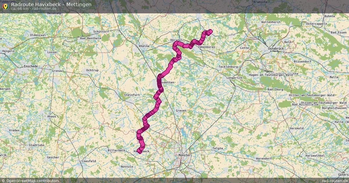 Fahrradroute Havixbeck – Mettingen (66 km) – Rad-Routen.de