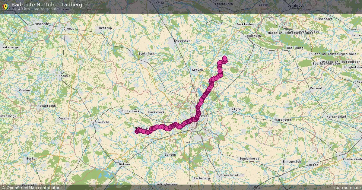 Fahrradroute Nottuln – Ladbergen (49 km) – Rad-Routen.de