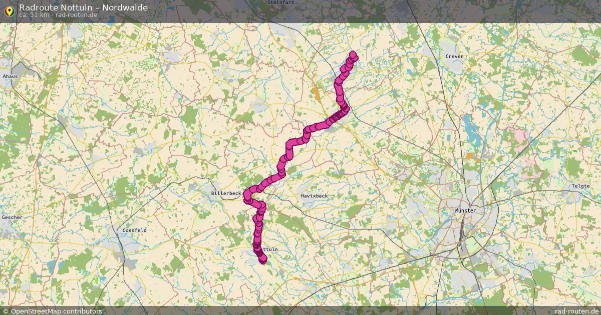Fahrradroute Nottuln – Nordwalde (31 km) – Rad-Routen.de