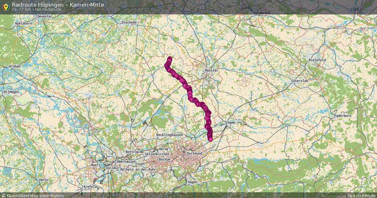 Fahrradroute Höpingen – Kamen-Mitte (77 km) – Rad-Routen.de