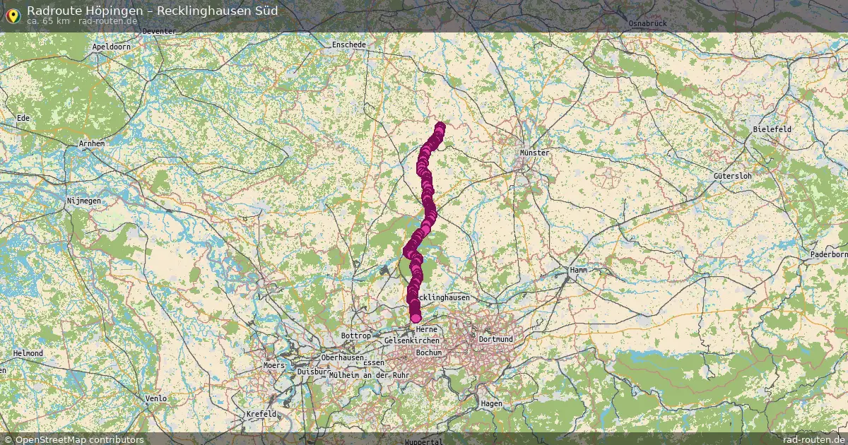 Fahrradroute Höpingen – Recklinghausen Süd (65 km) – Rad-Routen.de